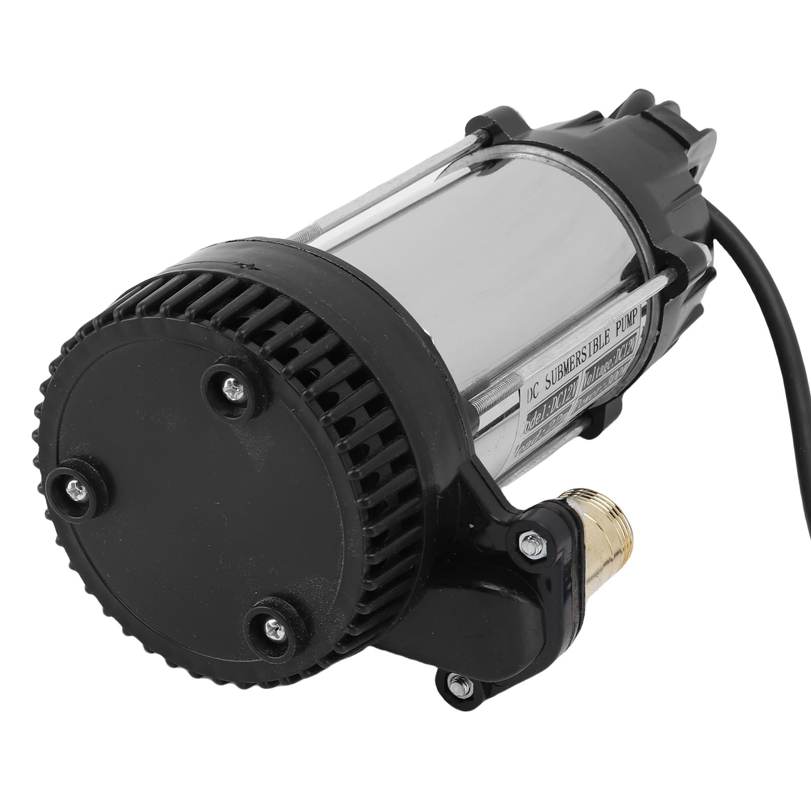Oumefar Pompa Zanurzeniowa Wydajna Pompa Wodna o Wysokim Udźwigu 300 W do Stawu Hodowlanego, Sadu, Stali Nierdzewnej (DC12V)