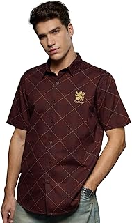 The Souled Store Harry Potter: Gryffindor Argyle Collared Neck Button Front Red Embroidered Regular Fit Cotton Half Sleeve...