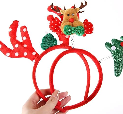 Miniatura 7 de GALEPICK Juego de diadema de Navidad para fiesta feliz un paquete de 12 decoraciones navideñas más populares para fiestas de Navidad, incluyendo