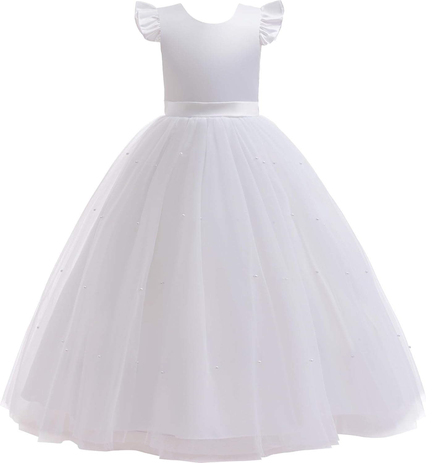 Glamulice Flower Girls Satin Tulle Bridesmaid Dress Long A Line Wedding Birthday Pageant Party Dresses