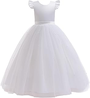 Flower Girls Satin Tulle Bridesmaid Dress Long A Line Wedding Birthday Pageant Party Dresses