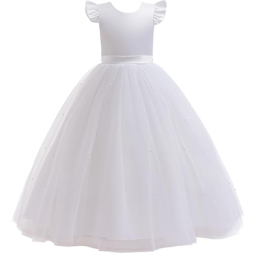 Glamulice Flower Girls Satin Tulle Bridesmaid Dress Long A Line Wedding Birthday Pageant Party Dresses