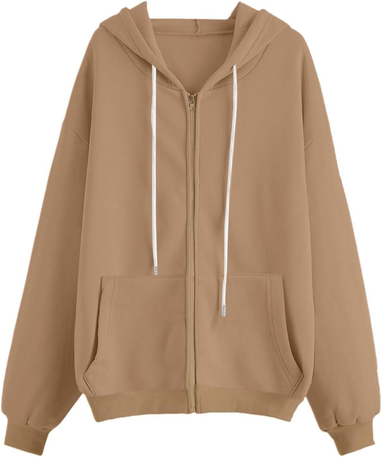 Girls Zip Up Hoodie Oversized Fleece Cropped Sweatshirt Trendy Preppy Athletic Hooded Pullover Long Sleeve Casual Loose