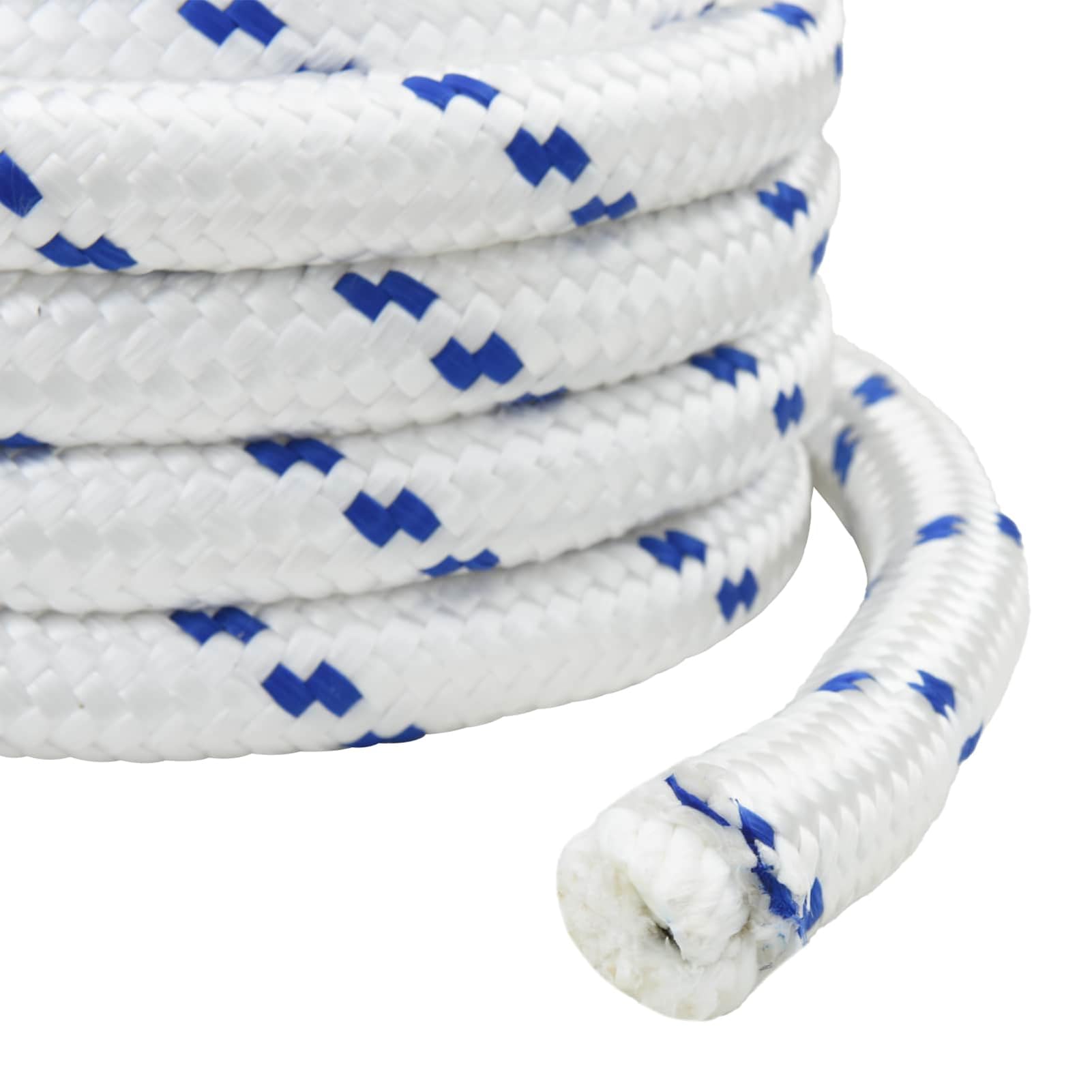 Bootsseil 10 m 5 cm weiß/blau PP, schwimmfähig, wetterfest, UV-beständig | Polypropylen-Material, UV- und wärmebeständig, für Boot, Camping, Ladungssicherung