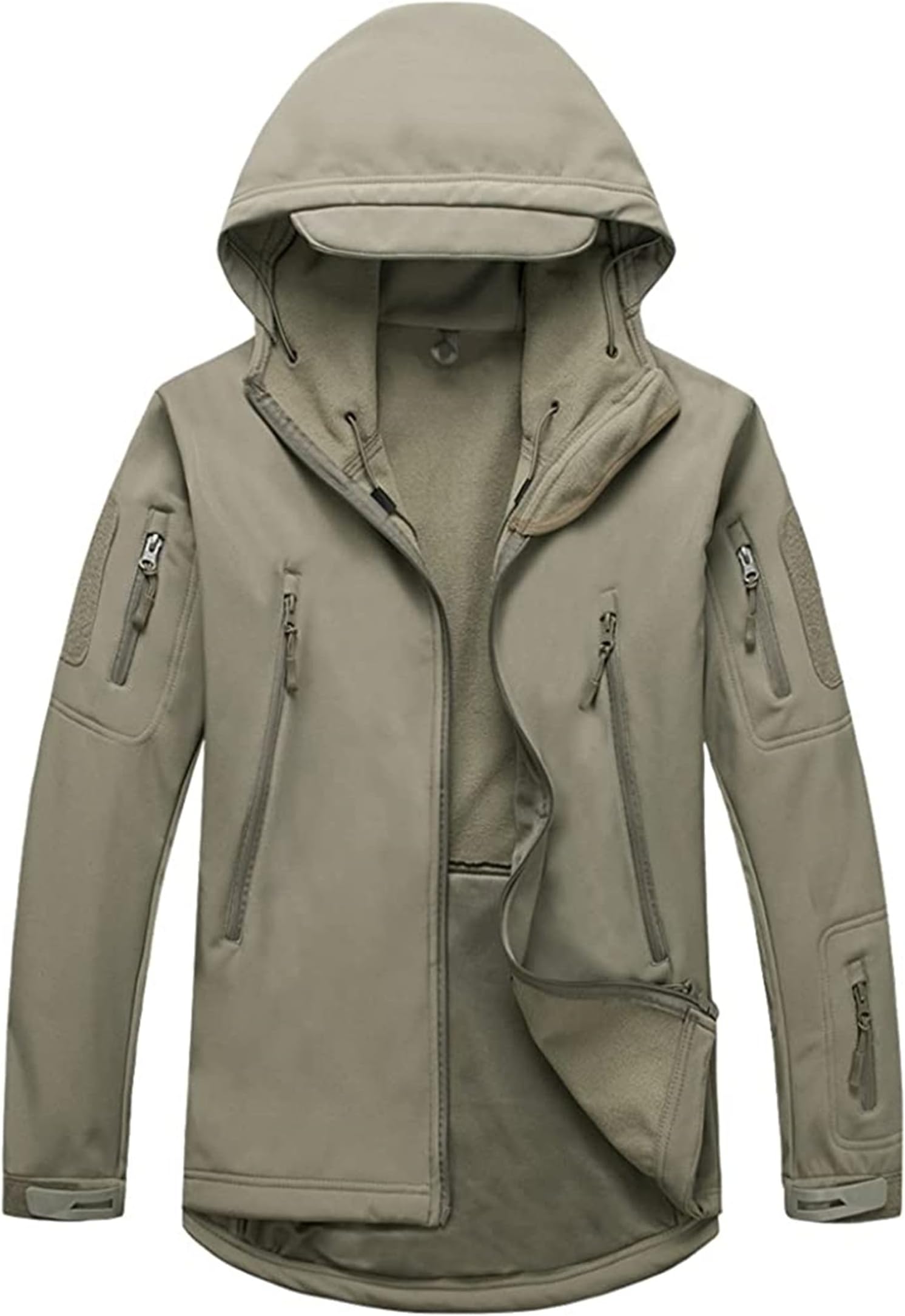 Kelmon Men's Softshell Jacket Warm Fleece Waterproof Military Tactical Jacket Outdoor Windproof Functional Jacket with Multiple Pockets Hood Jackets Hunting Hiking