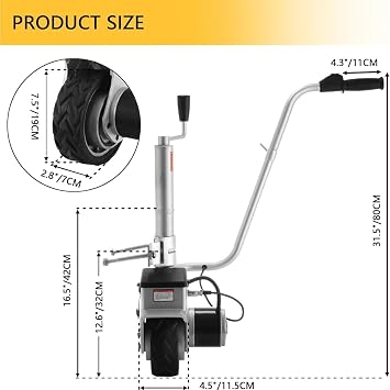 Electric Mini Trailer Mover,350W Motorised Jockey Wheel Trailer Jack with Max Load 5504.5 lbs (2270 kg),12V Electric Jockey Wheel Mover