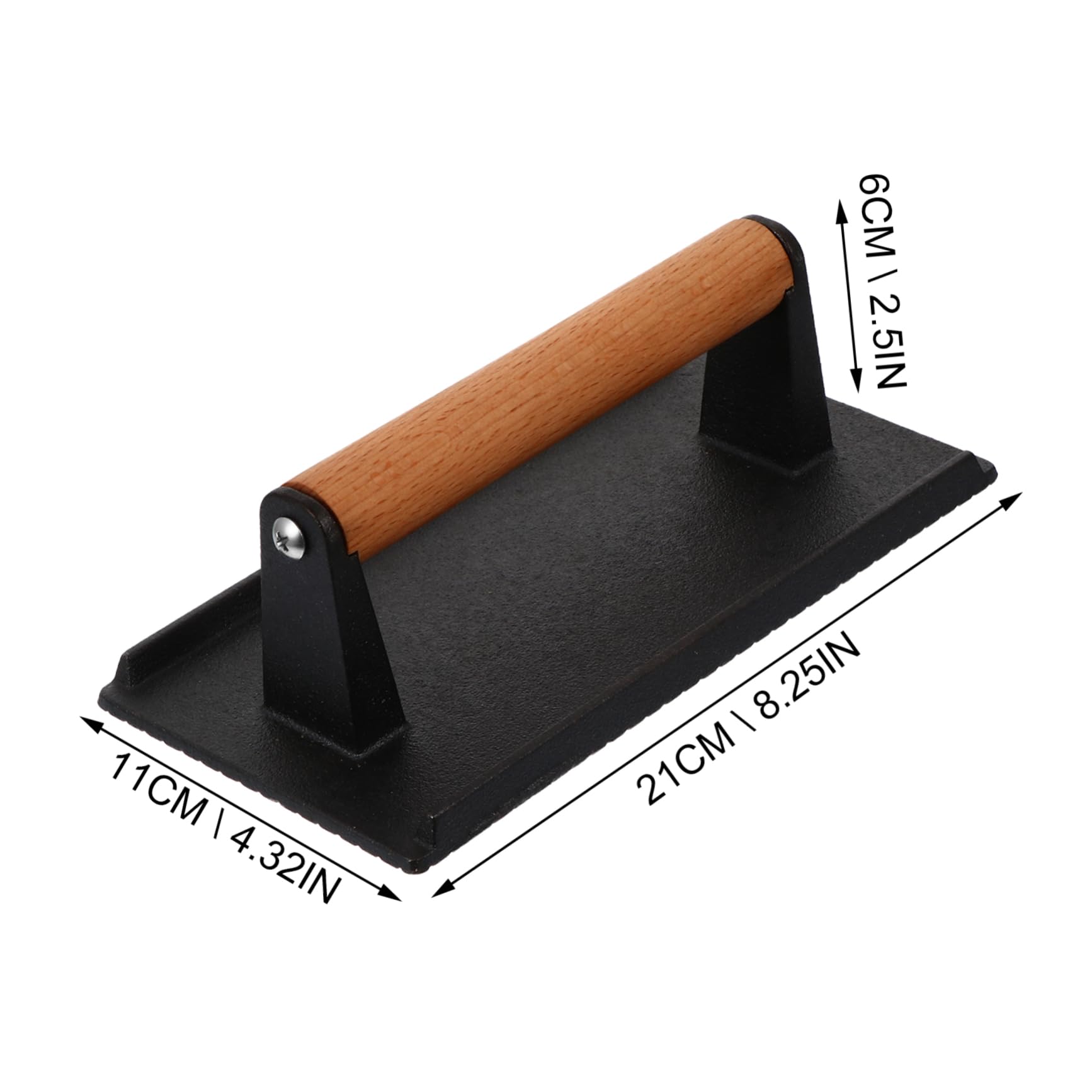 FUNOMOCYA 1Pc Hand Held BBQ Plate Cast Steak Press with Handle for Grilling Durable Meat Board to Prevent Curling for Outdoor Cooking and BBQ Parties