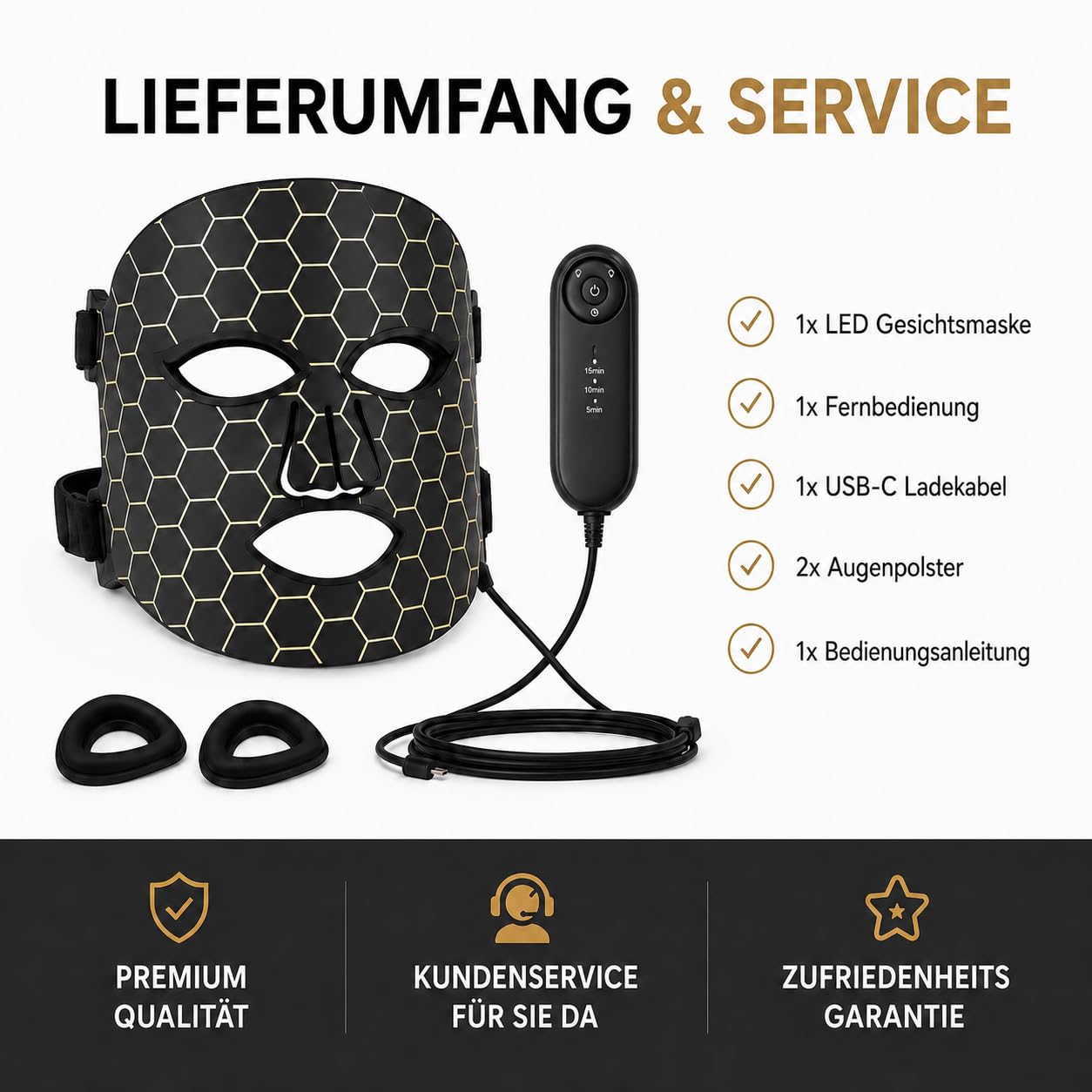 Masque LED pour le visage - 7 couleurs - Masque de luminothérapie pour rajeunir la peau et anti-âge - Photonthérapie professionnelle contre les rides et l'acné - Avec télécommande et protection