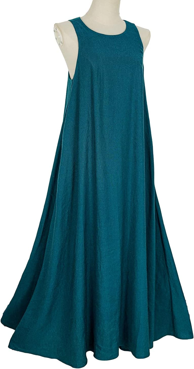Mingyuezai Women's Sleeveless Linen Maxi Dress Casual Long Dresses with Pockets - Image 3