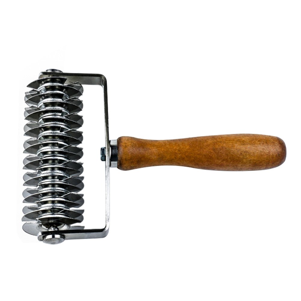 Rouleau à Losanges Pizza Lattice Cutter Roller, Outils de Cuisson Acier Inoxydable Manche en Bois Roller Cutter Snack HOB Pizza Roller Cutter