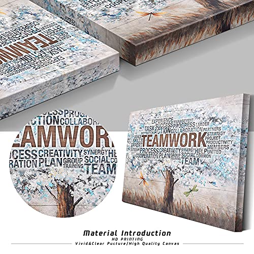 Drawpro Teamwork Tree Inspirational Wall Art For Office Motivational Quotes Wall Decor Inspirational Office Decor Framed Canvas Wall Art Modern Office Wall Decor Office Pictures For Women 20X24 Inch #TOP4