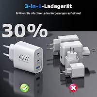 Aukire 45W GAN USB-C Gyors Töltő 2db iPhone Samsung iPad Telefonhoz 3
