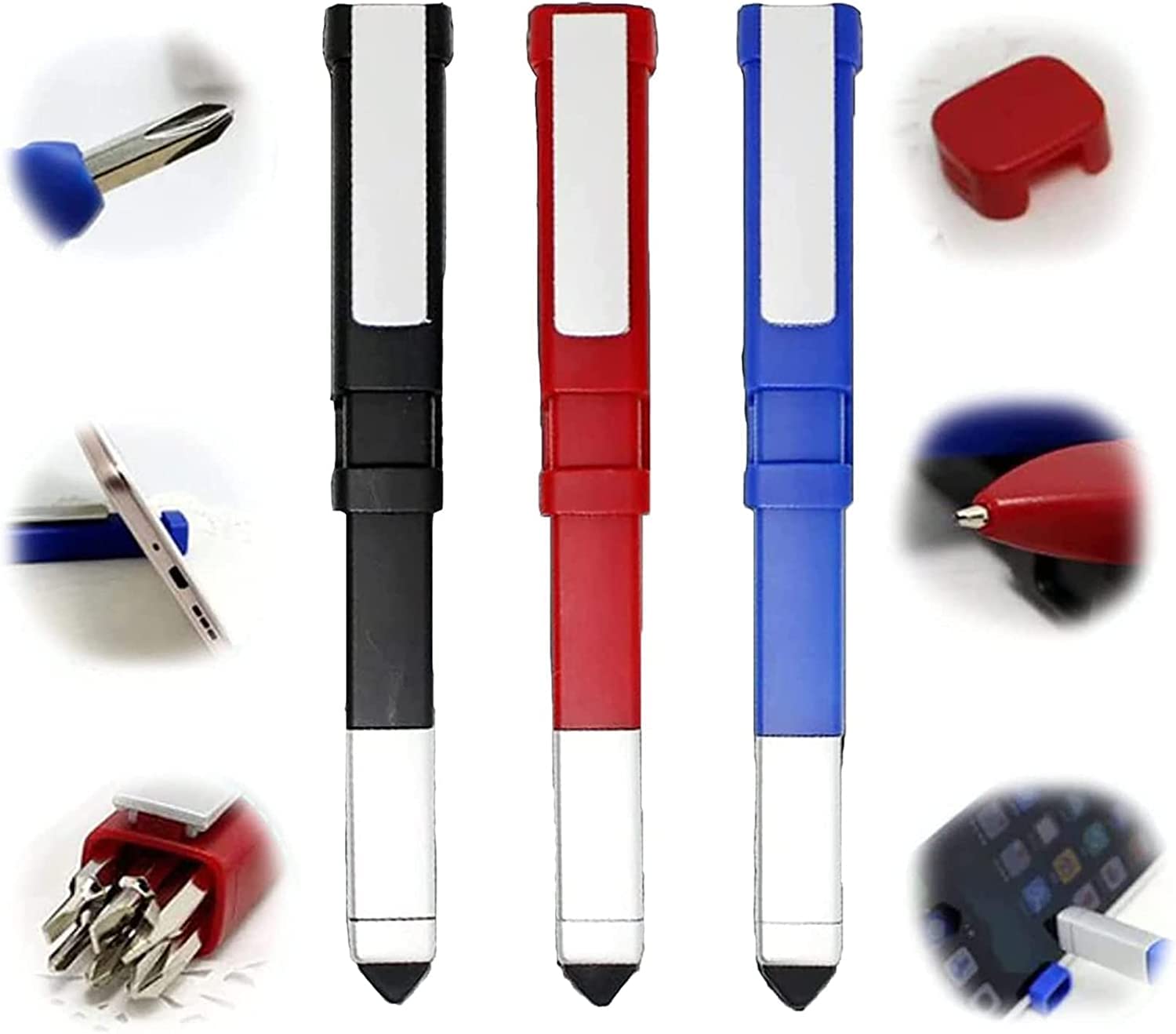 Grab Kart Multipurpose Pen-Shaped Phone Holder with Multitool Pocket Screwdriver Sets, Multifunctional 4 in 1 Tech Tools Pen with Phone Stand for School Office Home (Pack 1)-image-5