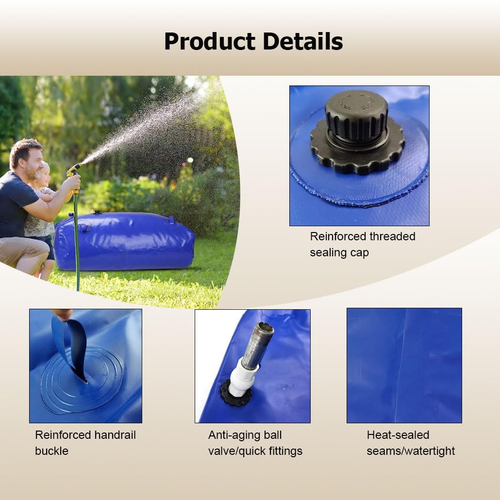 Sacca di stoccaggio dell'acqua di grande capacità da 75-5000 L, borsa for serbatoio dell'acqua portatile pieghevole for camper, camion, campeggio, emergenza(Blue,2.5x2x1m/5000L/1320.9gal)