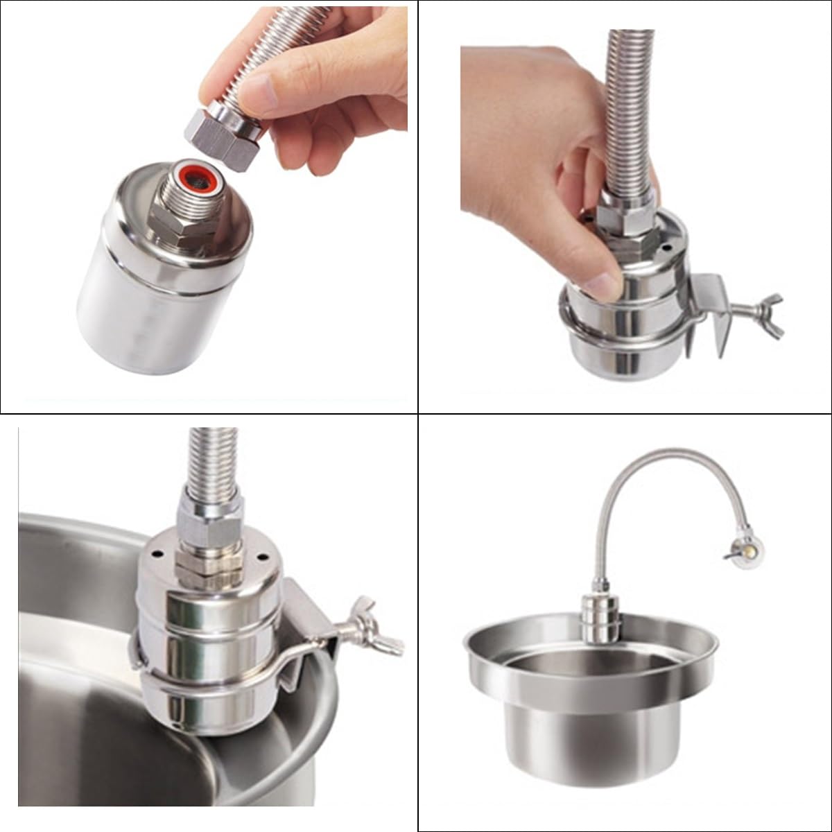 Valvola a sfera galleggiante, Valvola galleggiante da 1/2"+tubo intrecciato da 60 cm+interruttore valvola triangolare+morsetto di fissaggio,valvola galleggiante for riempimento automatico del serbatoi