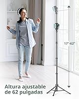 Vista 2 de SENSYNE Trípode de teléfono de 62 pulgadas y palo para selfie, soporte extensible para teléfono celular con control remoto inalámbrico y soporte