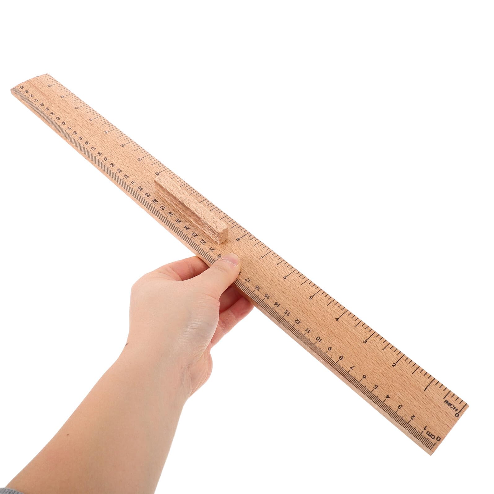 Gatuida Set 2 Pezzi Righello in Legno per Insegnanti, Righello Dritto 50 Cm e Squadra Angolare, Strumento di Misurazione Scolastico Preciso per Studenti e Cucito in Classe