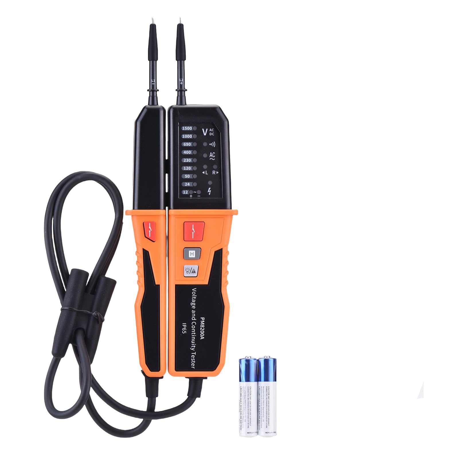 Demeras Probador de Voltaje Detector de Voltaje CA CC Multifuncional con Clasificación IP65 para Electricistas y Uso Doméstico 2 Unidades