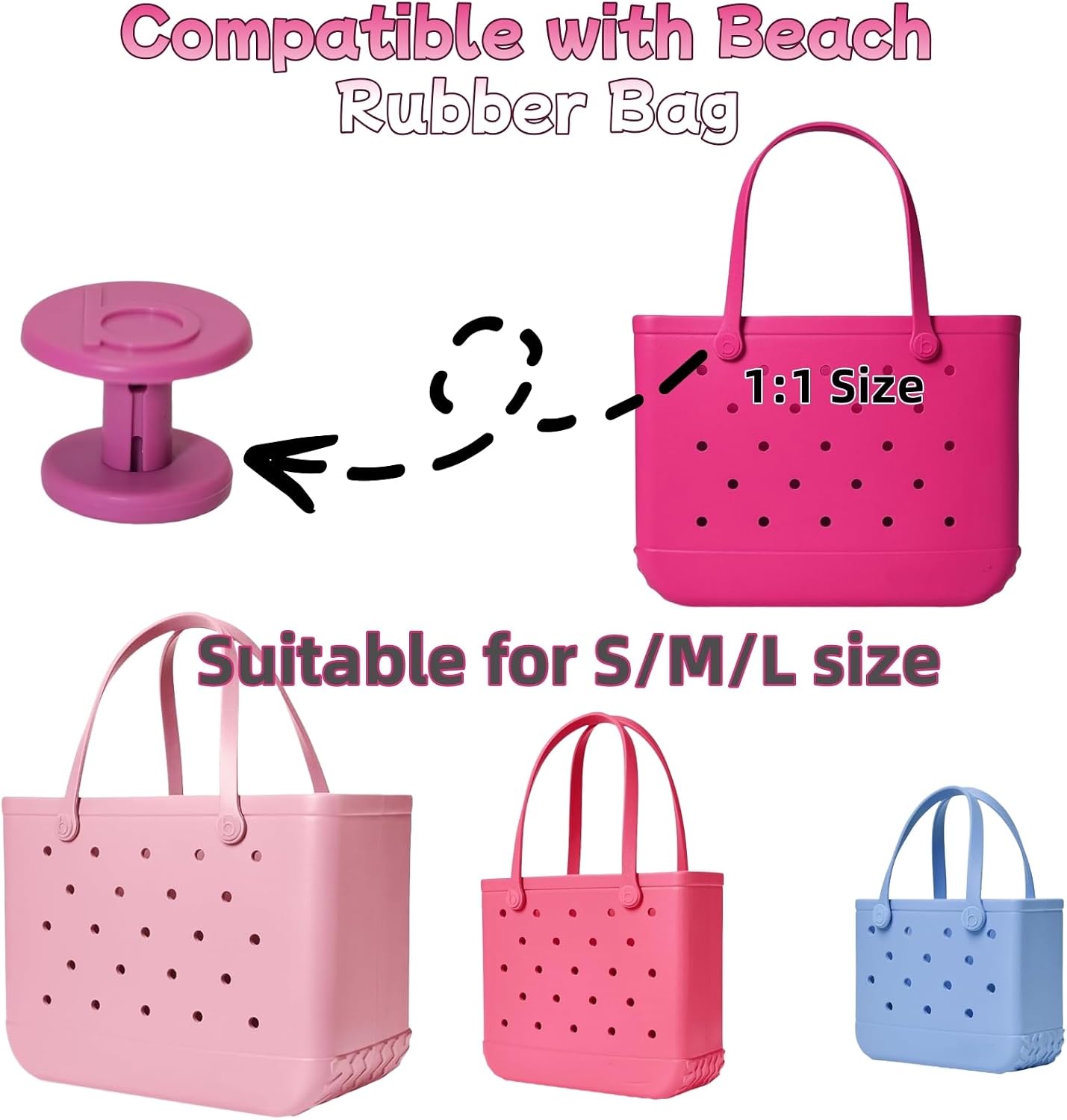 Replacement Buttons Compatible with Bogg Bag, 4 Sets Replacemen Rivets, Handles Repair Kit for Small/Large Tote Pool Bag, Rubber Pool Totes (Haute Pink) image 2