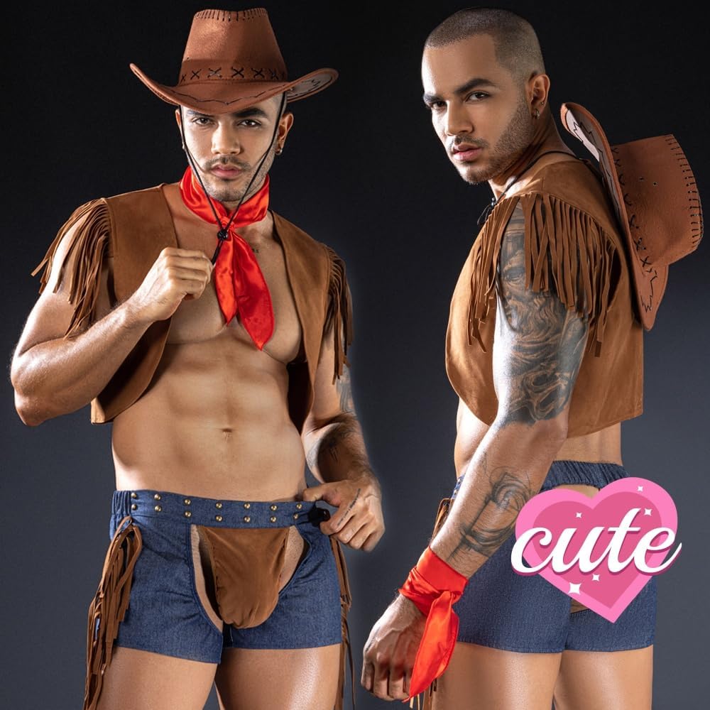 Men's Lingerie cosplay Cowboy Boy Sexy Underwear police Costume Lingerie Pajamas Uniform bar Nightclub Stage Performance party