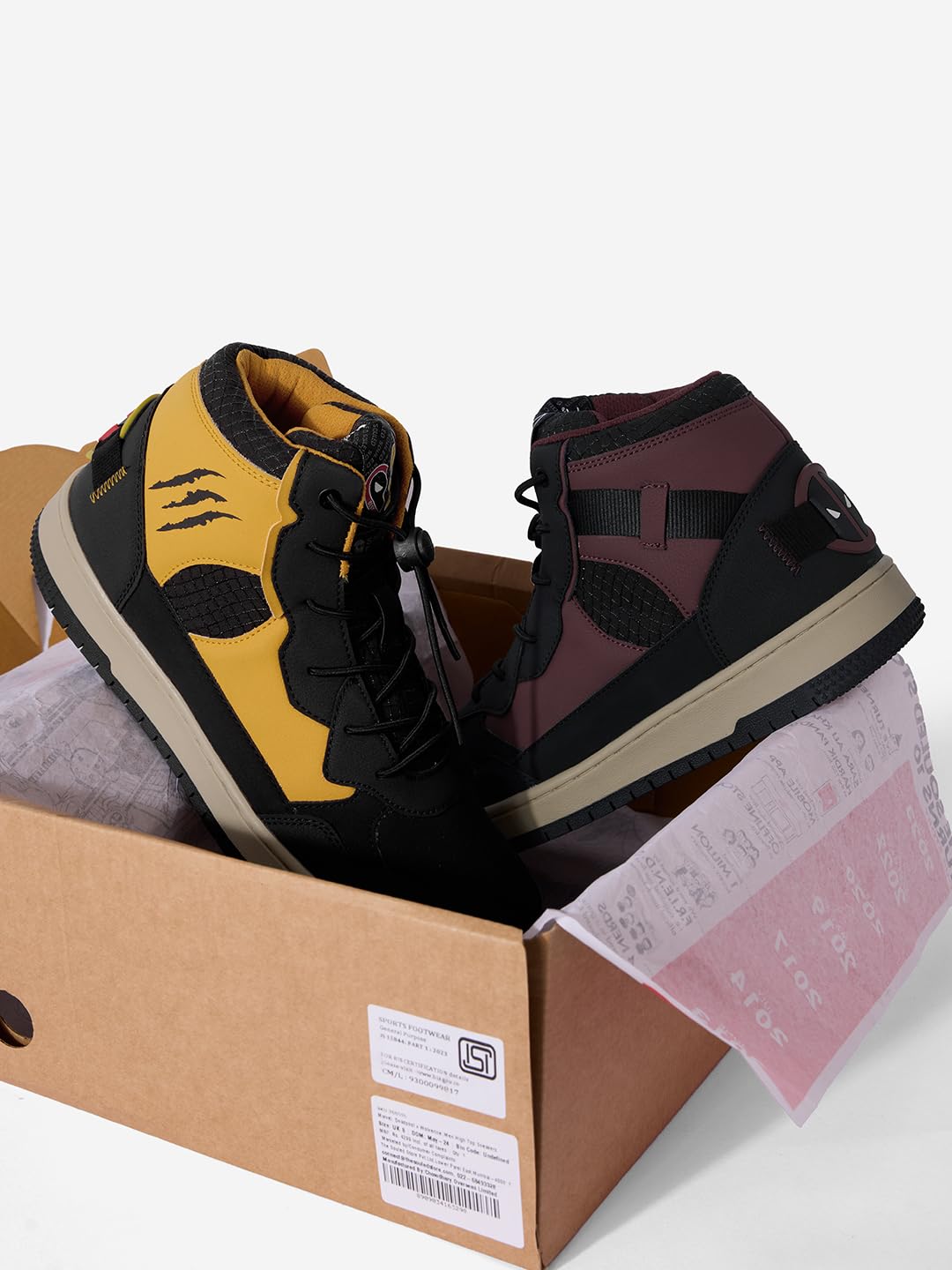 The Souled Store Official Wolverine X Deadpool Men and Boys Lace Up High Top Split Sneakers 5 61TPOdtctmL. SL1440