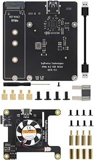 wiianoxd X876 V1.1 M.2 NVME SSD Expansion Board + X732 V1.1 Power Expansion Board with Fan Kit for 4B Module