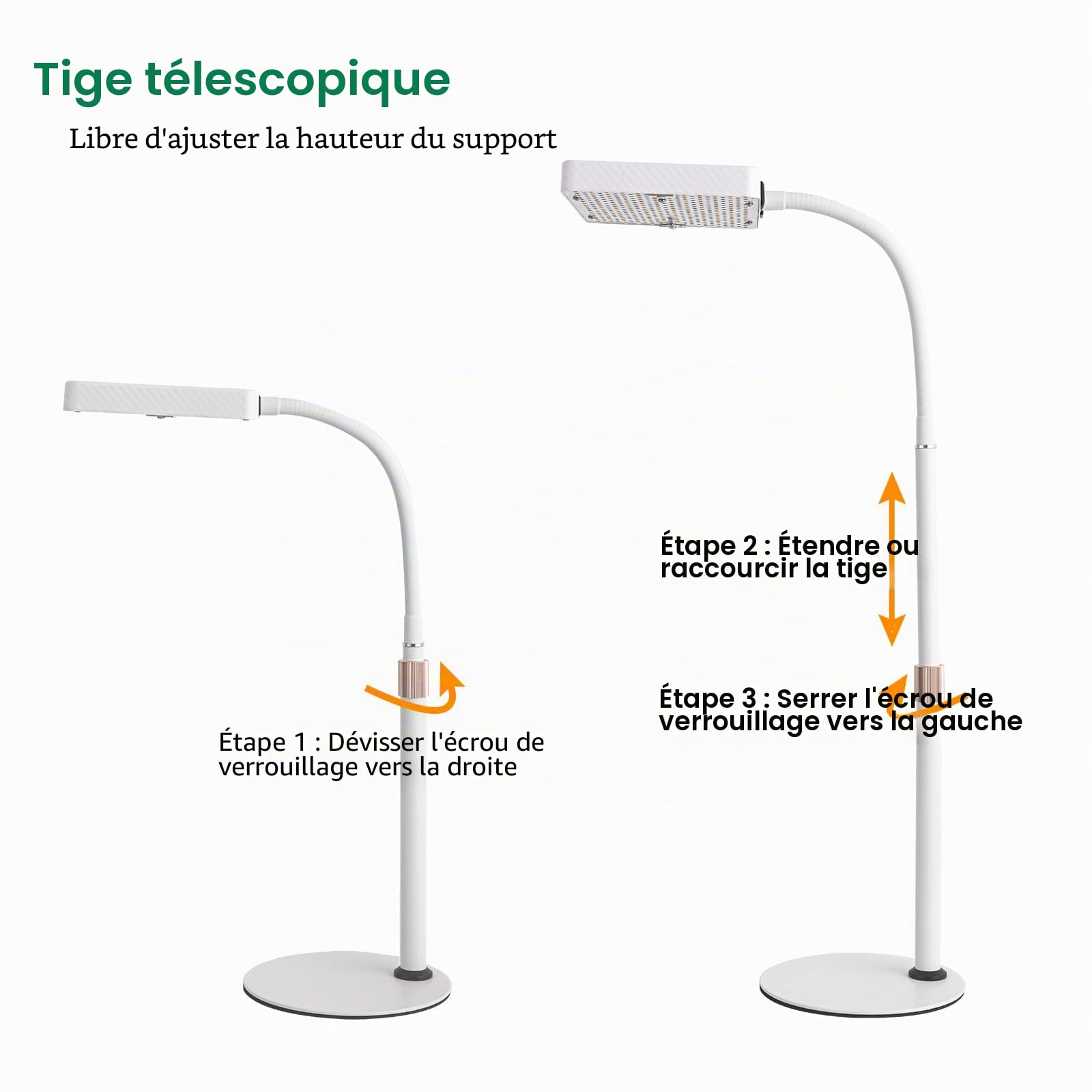 Lampe de culture de table pour le démarrage des graines, 25 W, lumière de bonsaï, hauteur réglable de 40,6 à 61 cm, lampes de culture de bureau pour toutes les plantes d'intérieur, fonction