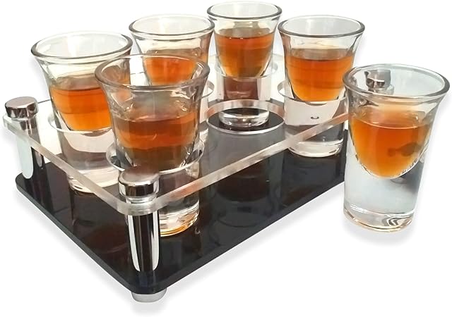 Shot Glasses Gifts her him - 6 Glasses with Acrylic Tray