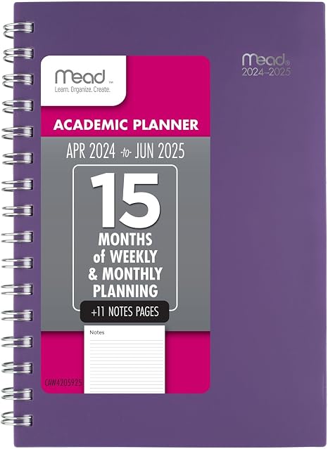 Mead Planner 2024-2025 Academic, Weekly &amp; Monthly, 5-1/2" x 8-1/2 ...