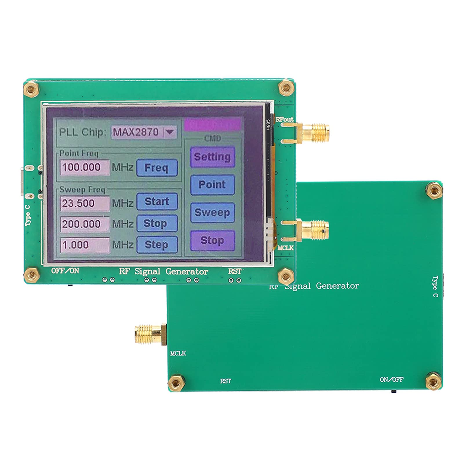 Sorgente del Segnale RF, Modulo Generatore della Sorgente del Segnale RF Alta stabilità Frequenza a Basso Rumore MAX2870 23,5-6000 M, -4~5 DBm, 4 Livelli di Controllo Touch Screen