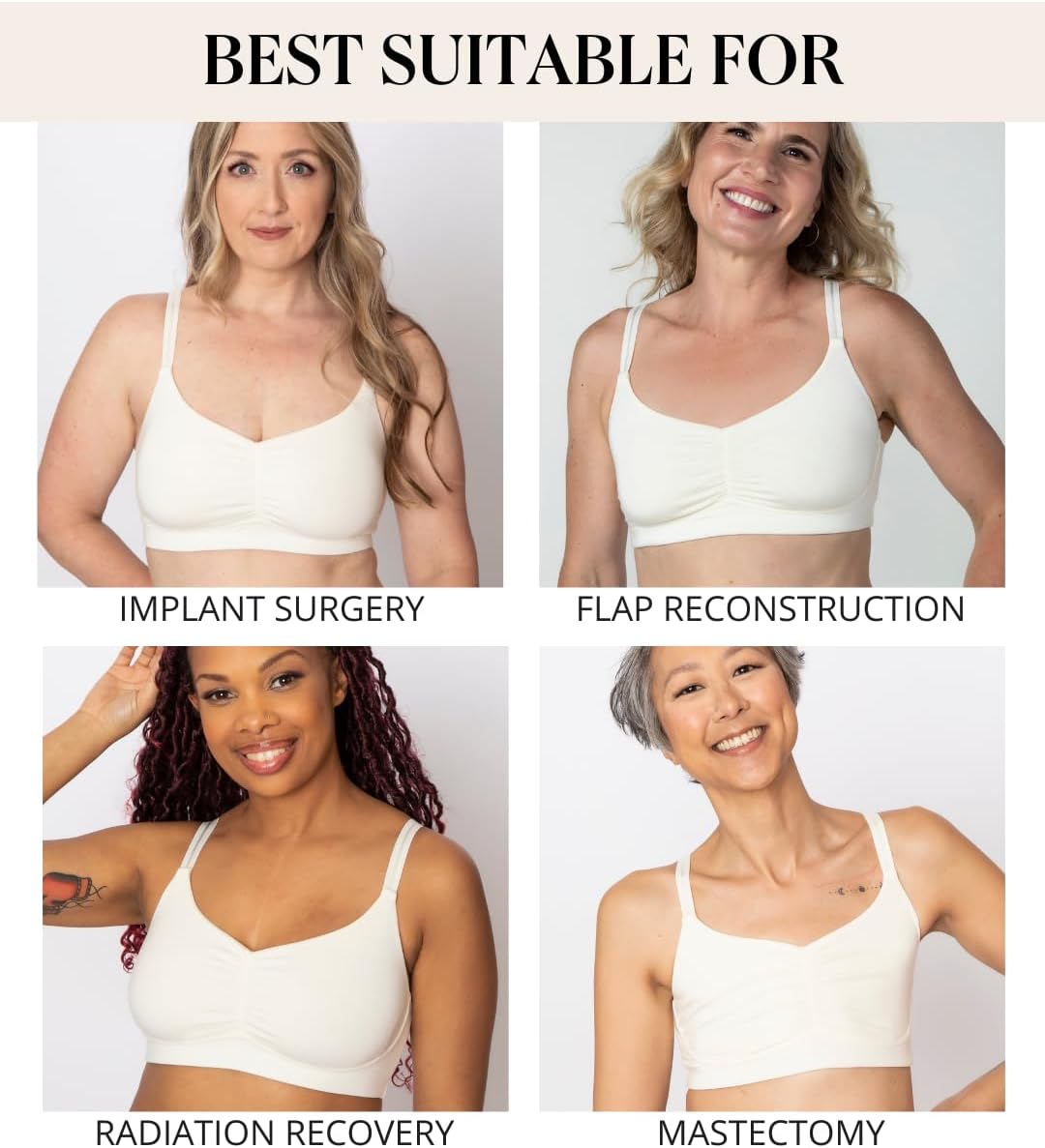 AnaOno Full Coverage Post-Surgery Bra - Medium Support Mastectomy Bras with Pocketed Cups for Lightweight Breast Forms - Image 4