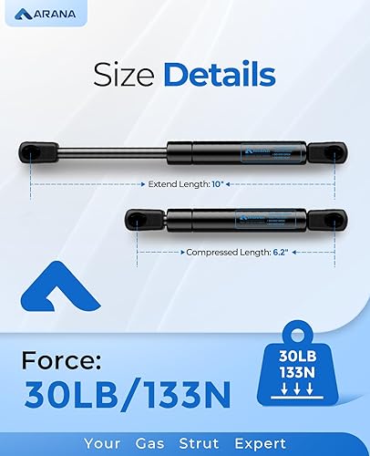 Miniatura 7 de ARANA- Puntales de gas de 10 pulg y 35 libras, resortes de elevación hidráulica para caja de herramientas de camioneta para proteger del clima,