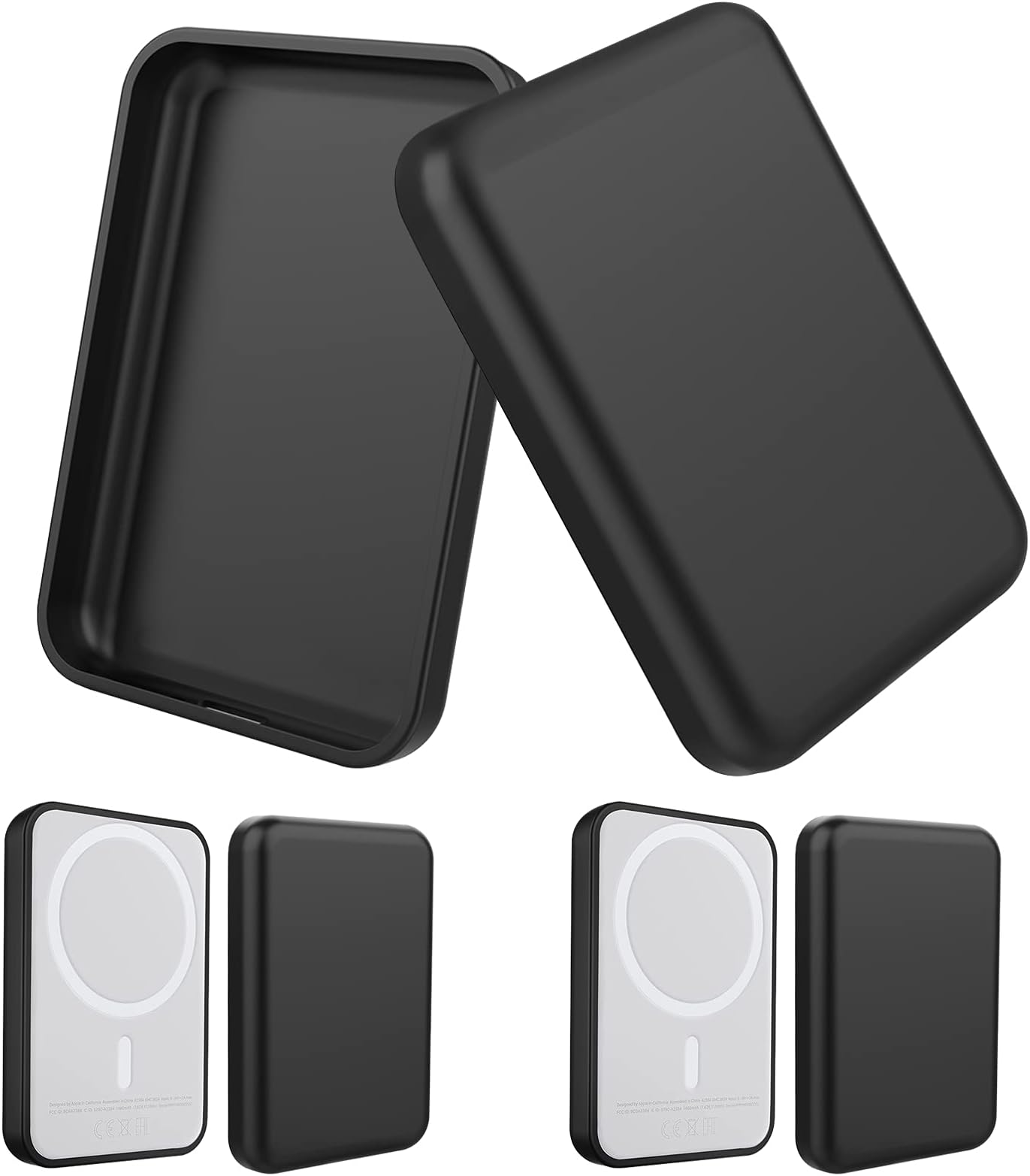 2 Pack Case Compatible with Magsafe Battery Pack, Ultra-Thin TPU Shockproof Case Slim Scratch Resistant Cover Protective Bumper Shell for Magsafe Battery Pack, Black/Black