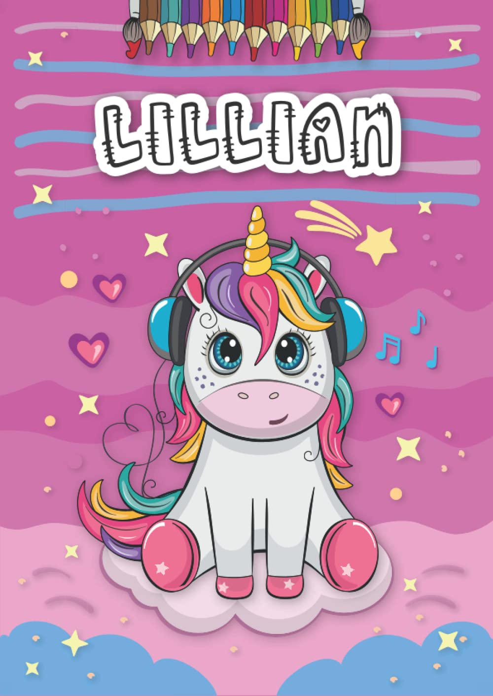Lillian: Personalized Coloring Book for Lillian | Theme: Unicorn | Birthday gift for girl, daughter ... | Ages: 4-8 | 25 unicorn designs with name Lillian, Large size A4 (ca. 8.5 x 11 inches)
