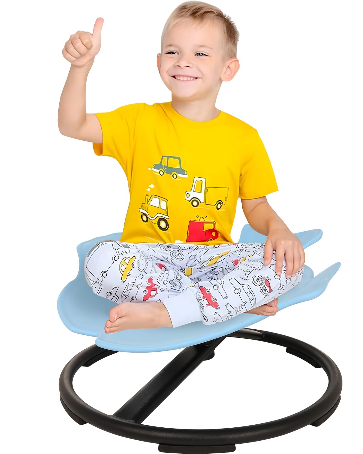 GCCSJ Kids Swivel Chair, Sensory Toys Chair, Sit and Spin Toys, Light Blue Non-Slip Metal Base Wobble Chair for Toddlers Sit and Spin with Autism, Spin Sensory Chair Improving Physical Coordination