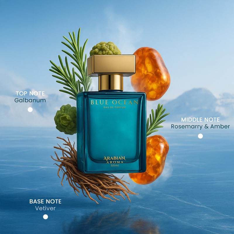 Image of Arabian Aroma Blue Ocean Eau de Parfum - Long Lasting Perfume for Man - Mens Perfumes Long Lasting - 50ml