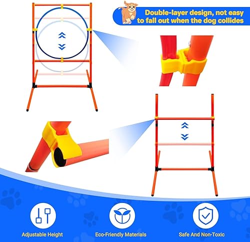 Miniatura 7 de IKARE Equipo de entrenamiento de agilidad para perros Kit de entrenamiento de carrera de obstáculos para mascotas para exterioresinteriores con