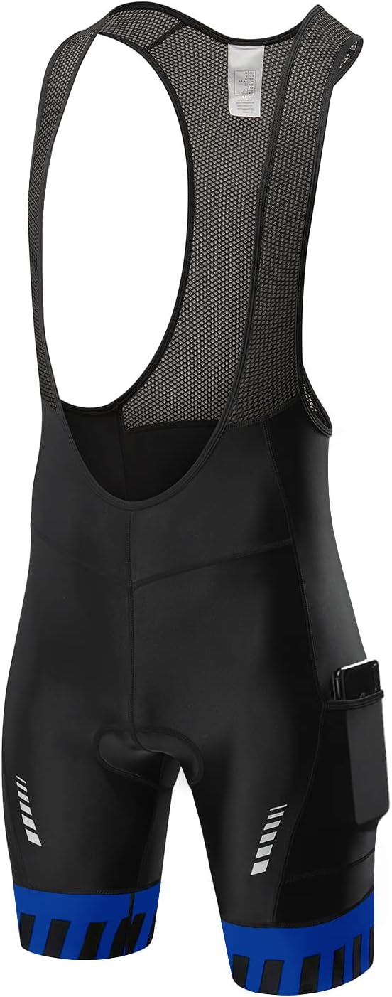 qualidyne Men's Cycling Bib Shorts with Pockets, 4D Padded Road Bike Bib Biking Bicycle Shorts