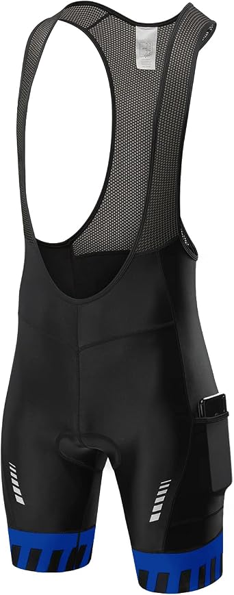 qualidyne Mens Cycling Bib Shorts 4D Padded Road Bike Bibs with Pockets | Breathable mesh, anti-slip leg grips, and low-light details help keep riders cool, secure, and comfortable on long rides