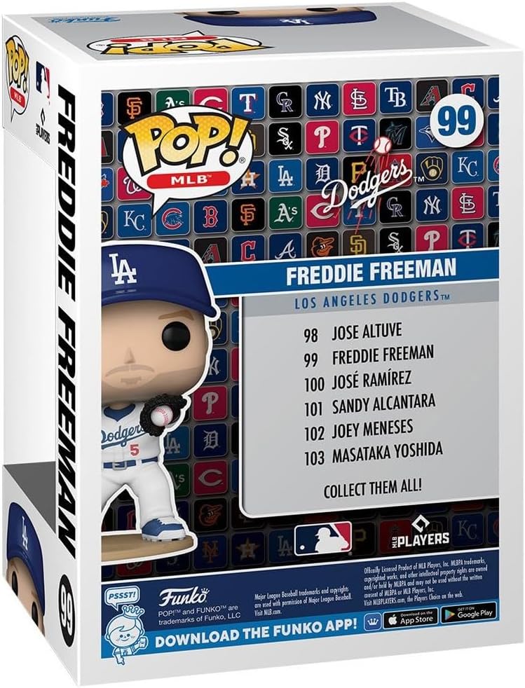 POP MLB: Dodgers - Freddie Freeman Funko Vinyl Figure (Bundled with Compatible Box Protector Case), Multicolor, 3.75 inches