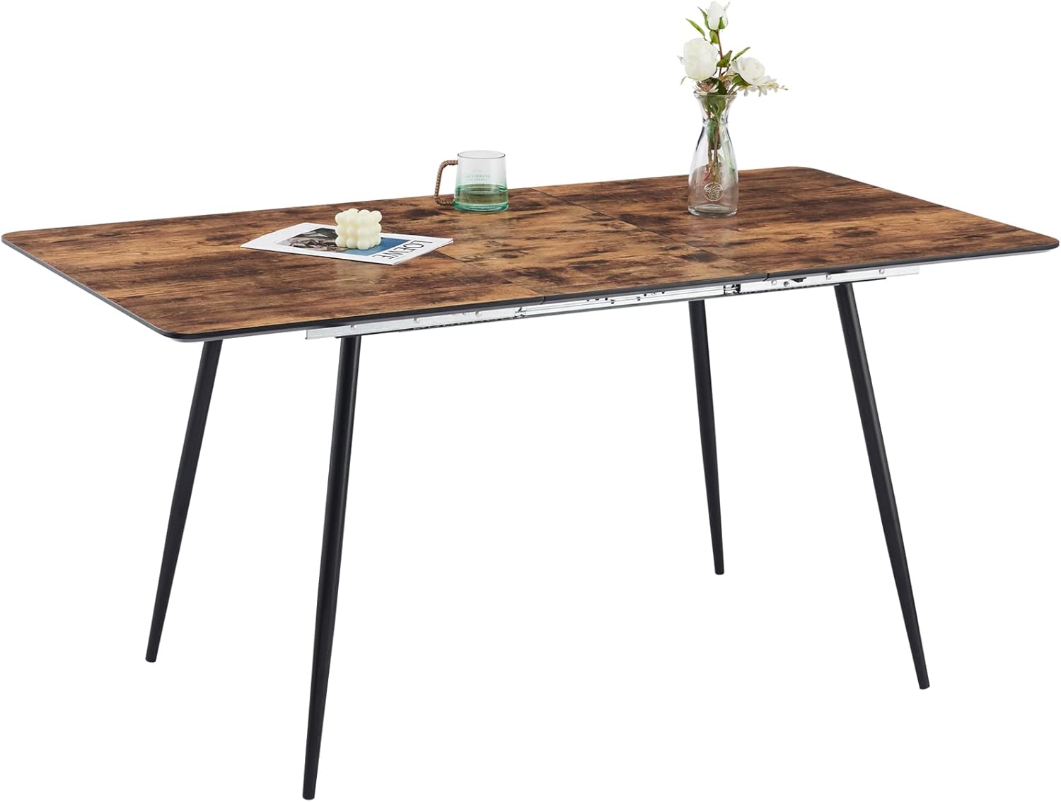 CLIPOP Extendable Dining Table, 120160 cm Spacesaving Square Rustic