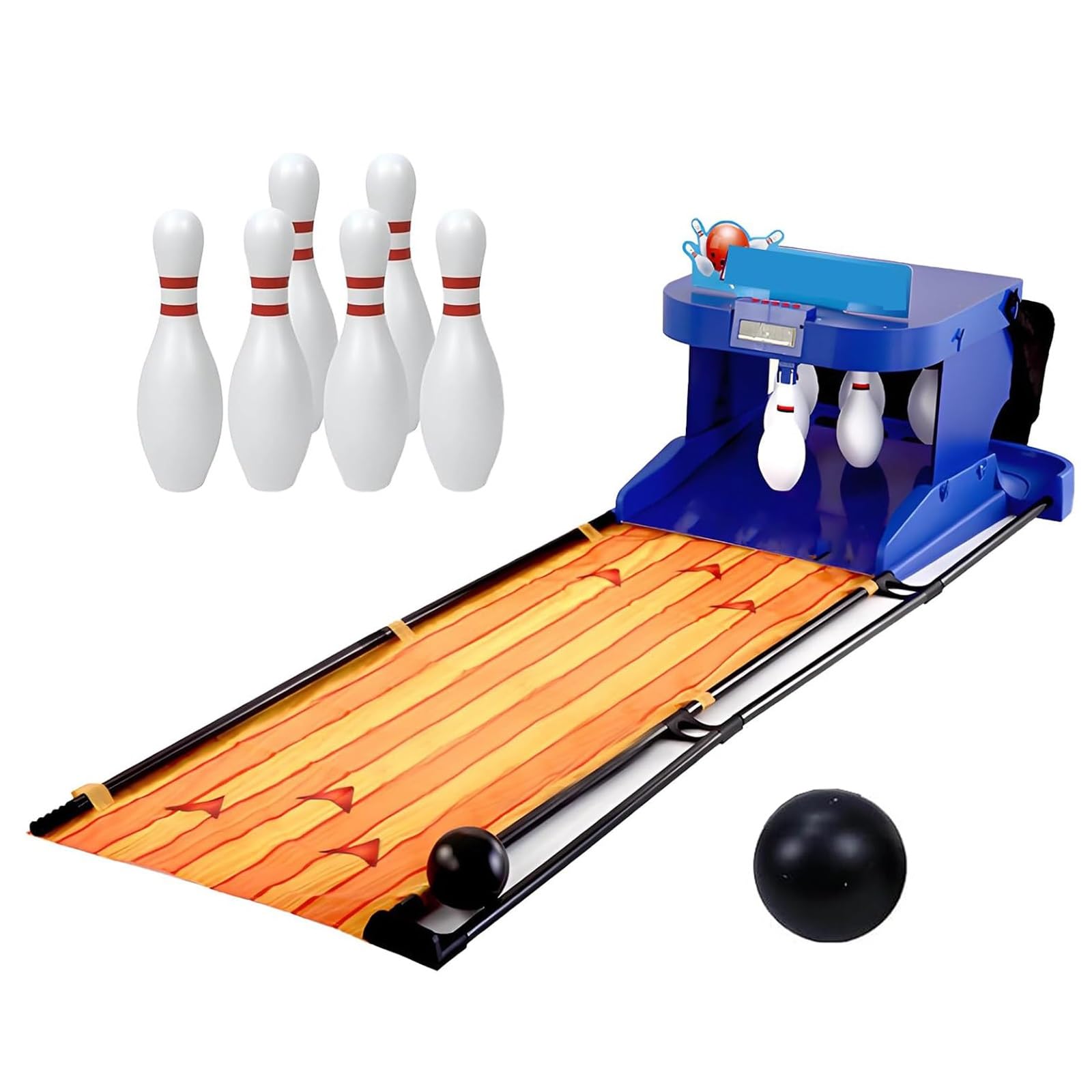 Elektrische Bowlingmaschine mit automatischem Reset, digitaler LED-Anzeigetafel, Beleuchtung und Soundeffekten für Familien-Arcade-Sportspiele zu Hause