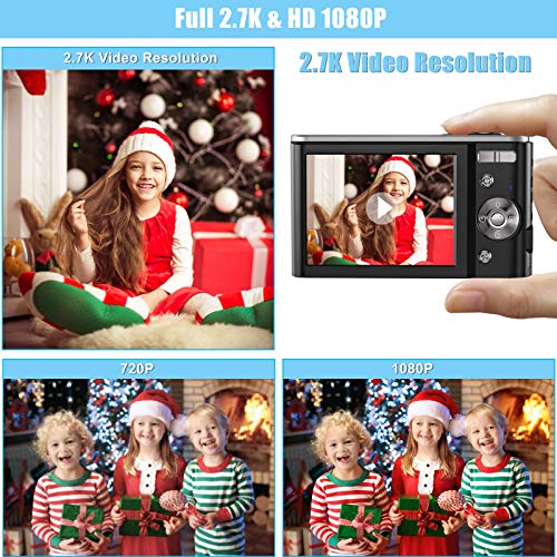 44MP Small Digital Camera for Photography Beginners, 2.7K Vlogging Camera 2.88" IPS 16X Digital Zoom Point and Shoot Camera for Kids Teens Christmas,Thanksgiving Days,Birthdays Gift (Black)