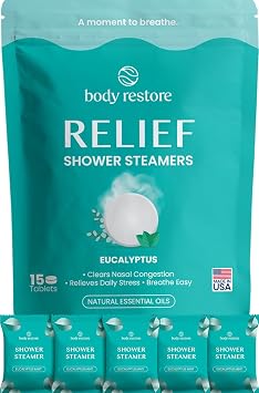 BodyRestore Shower Steamers Aromatherapy, Self Care Gifts, Relief 15 Pack
