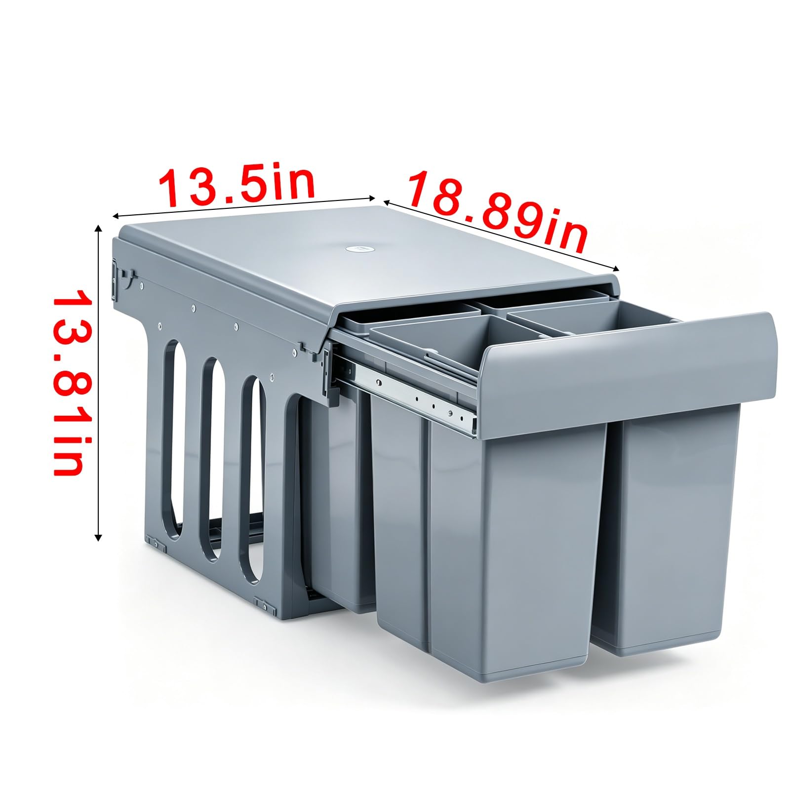 Cubo de Basura Extraíble Montado en Puerta de Armario Cocina 4 Compartimentos Material ABS Cuba Interior de PP 24 Litros Cubo Basura Cocina de Restaurantes