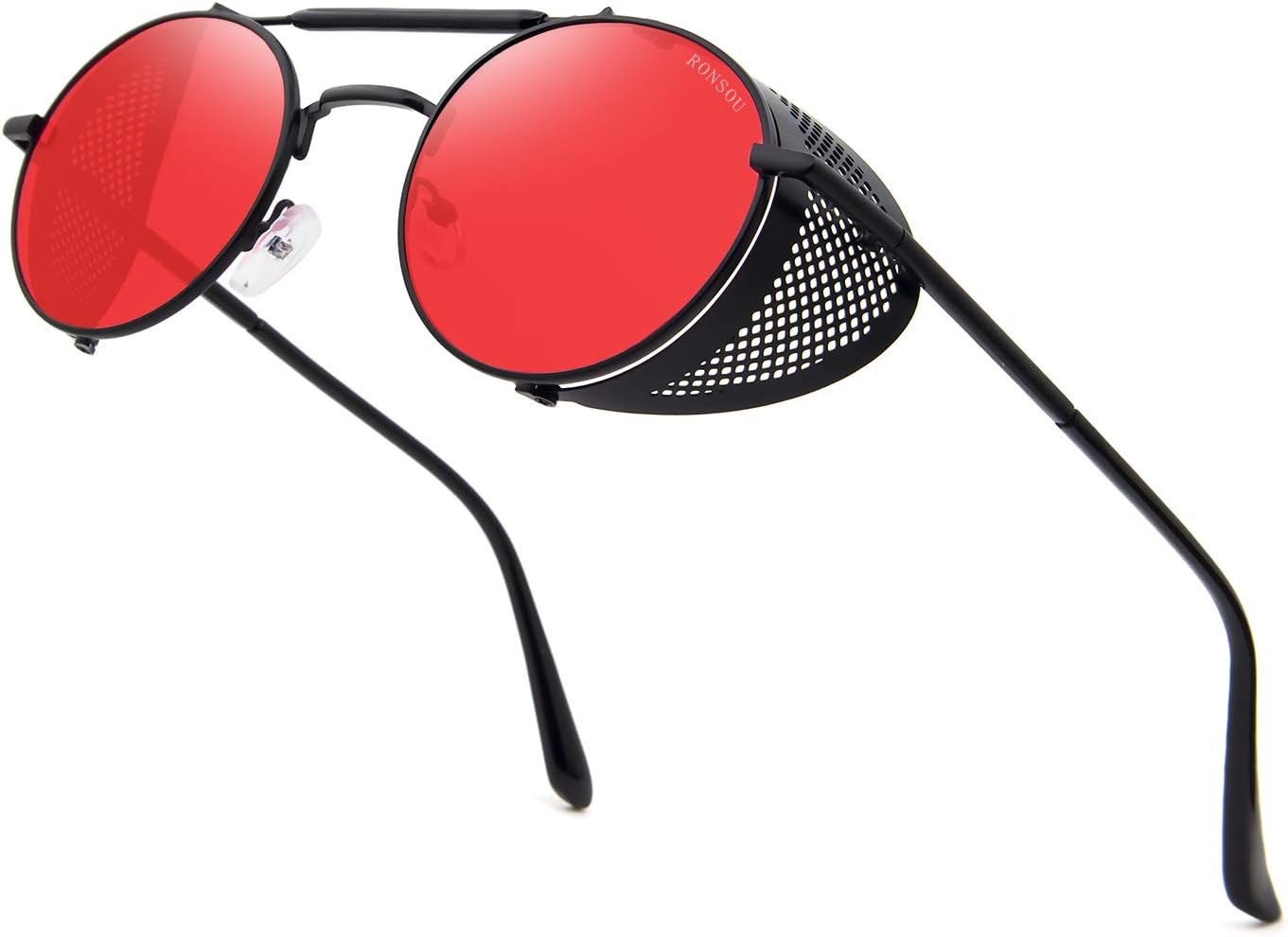 RONSOU Steampunk Style Round Vintage Polarized Sunglasses Retro Eyewear UV400 Protection Matel Frame