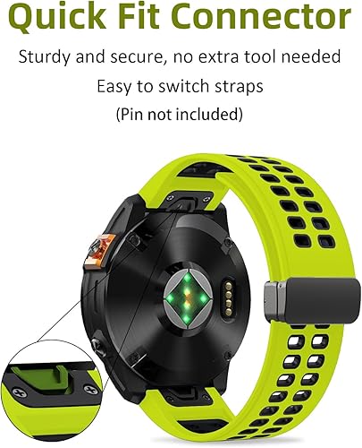 Miniatura 4 de Compatible con Garmin Fenix 7X6X5X, correa de reloj de silicona de ajuste rápido de 1.024 in con cierre magnético, correa de reloj de repuesto para