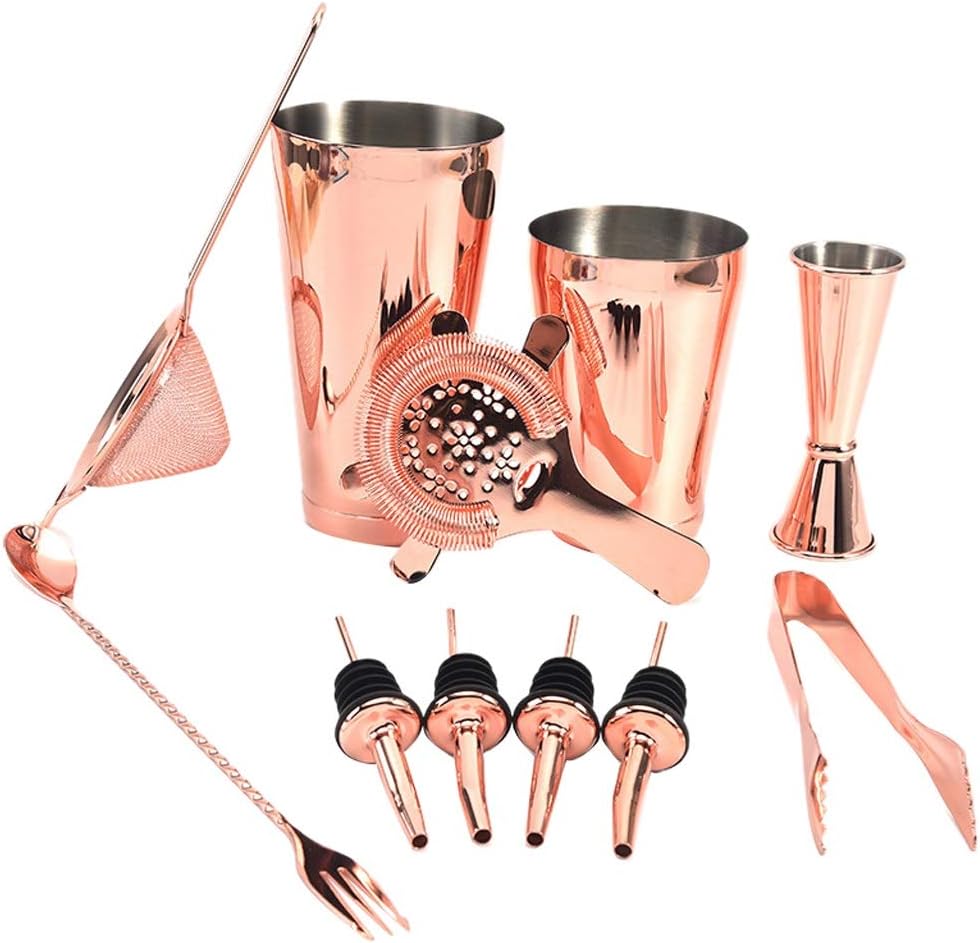 VIDI Cocktail Shaker Bar Tools Set 11 Pcs Stainless Steel Bartender Kit with All Accessories, Strainer