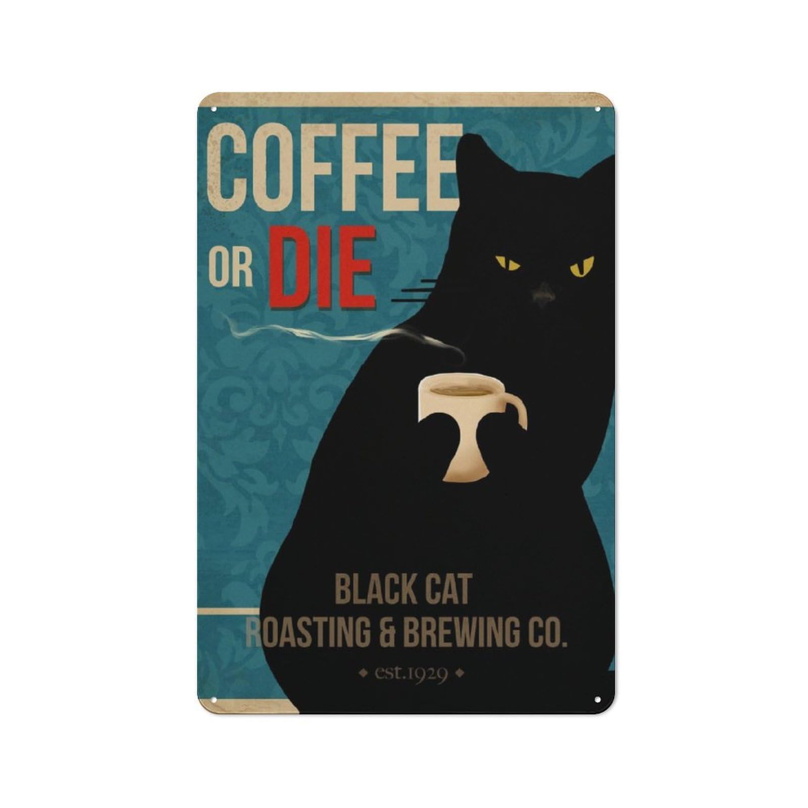 Junmoney Coffee Or Die Tin Wall Plaque 30X20cm With For Studio Or Craft Room, For Cooler-Season Styling In Studio And Craft Room