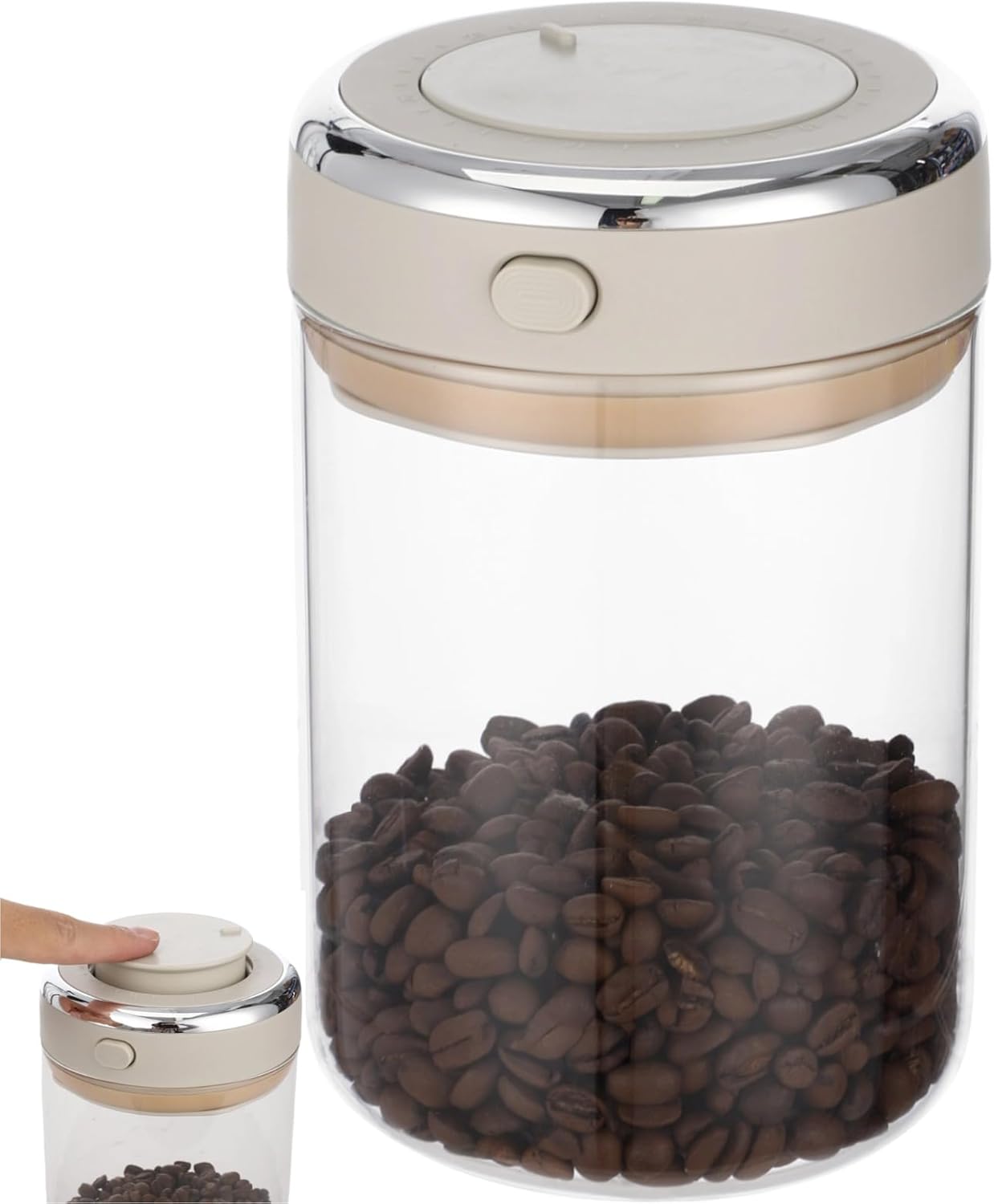 Envase de Vidrio para Almacenar Café con Válvula Unidireccional CO2, 1100 ml